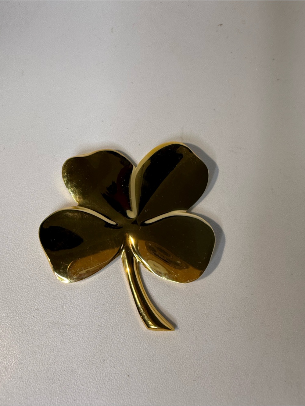 Vintage Gold-Tone Four-Leaf Clover Poem Brooch Pin - Hope, Faith, Love & Luck